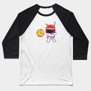 Cute Astronaut Samurai Warrior Slash Moon Cartoon Baseball T-Shirt